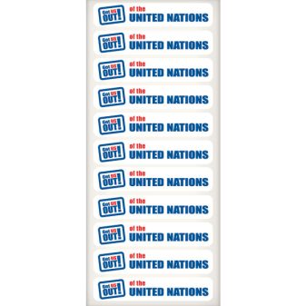 Get Us Out! of the United Nations envelope stickers
