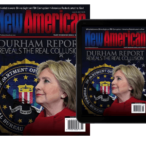 Hillary Clinton in front of US Seal. New America magizine cover