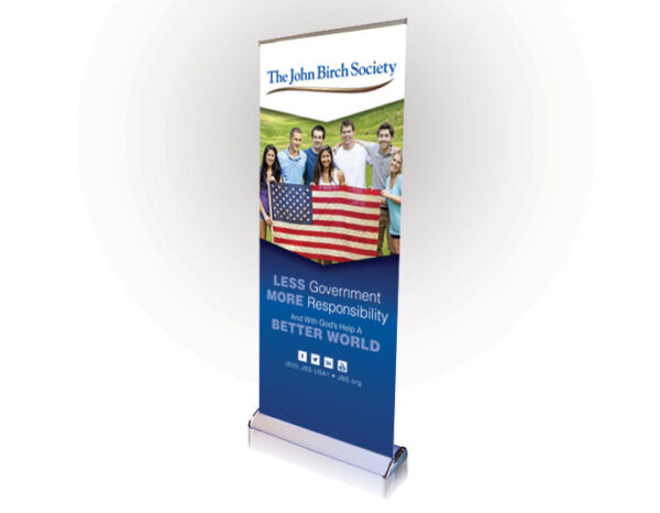 DOWNLOAD - JBS Flag "Less government, more responsibility..." Pull up Banner-0